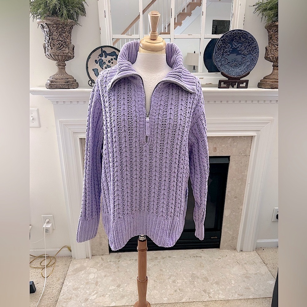 Aerie Lilac Cowl Neck Women's Half Zip Sweater